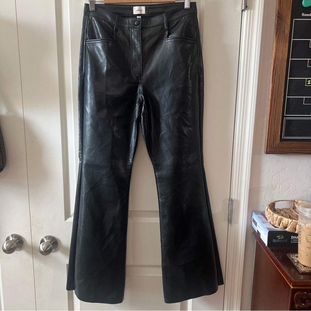 Wilfred Faux Leather Black Flare Pants